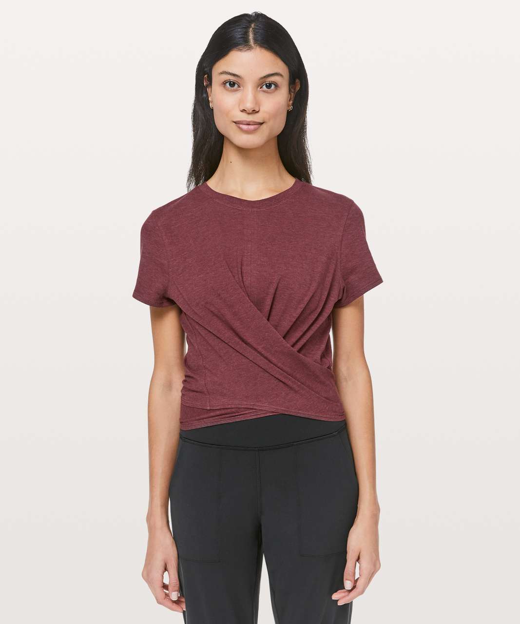 Lululemon Time To Restore Short Sleeve - Heathered Dark Sport Red