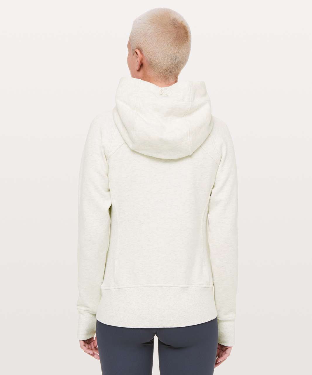 Lululemon Heathered White Cotton Terry Scuba Pullover, Women's 2