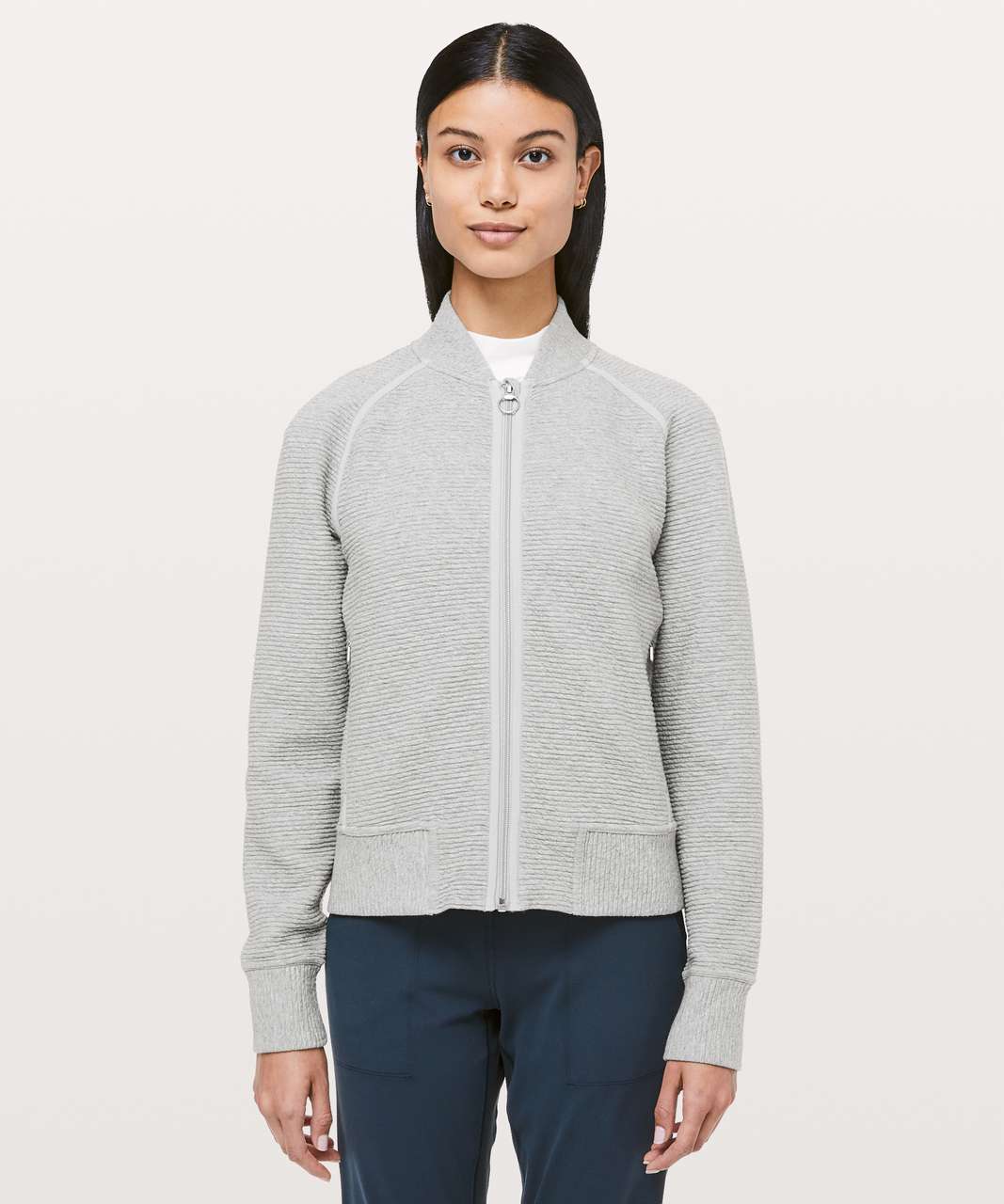 Lululemon Pleat to Street Bomber Jacket Heathered Gray Pockets