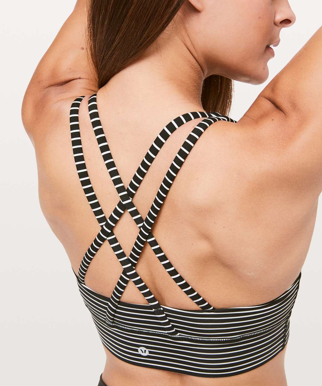 Lululemon Energy Bra *Long Line - Mod Stripe Black White