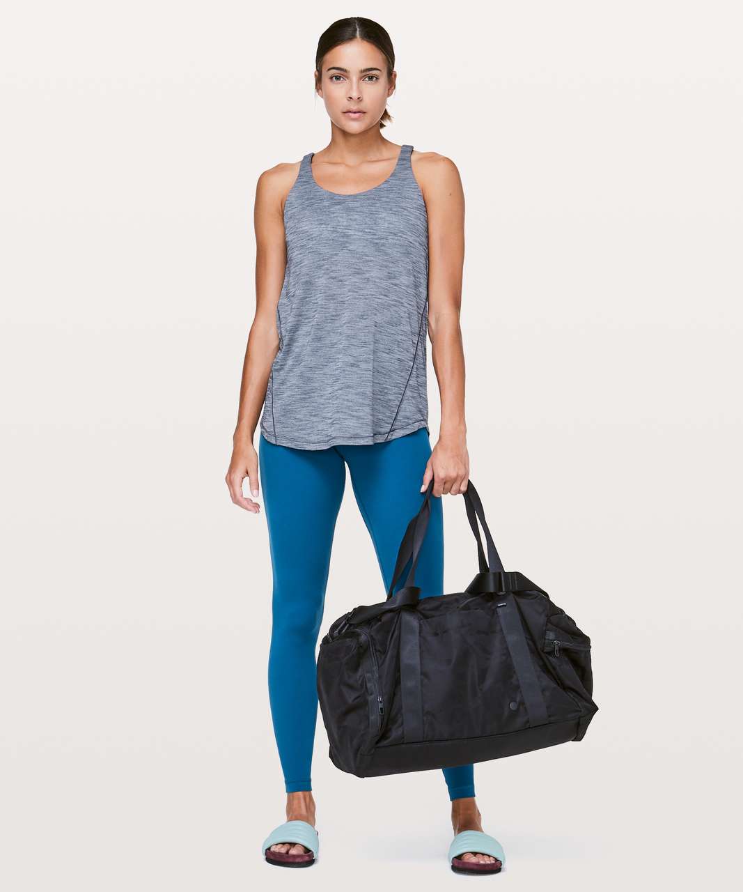 Lululemon Moment To Movement 2-In-1 Tank - Heathered Thunder Blue / Porcelain Bloom White Multi