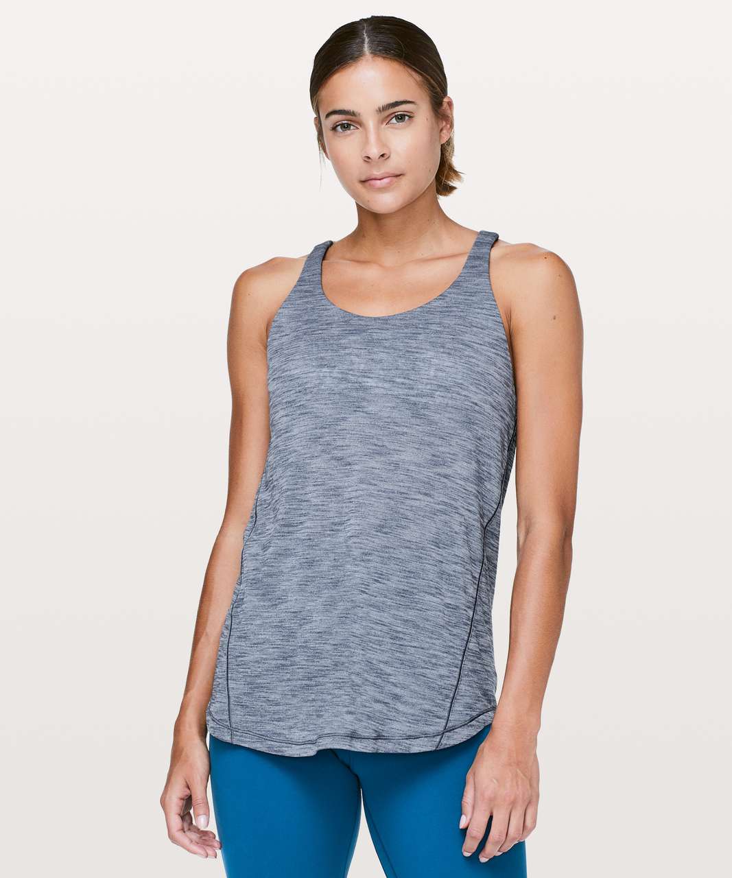 Lululemon Moment To Movement 2-In-1 Tank - Heathered Thunder Blue / Porcelain Bloom White Multi