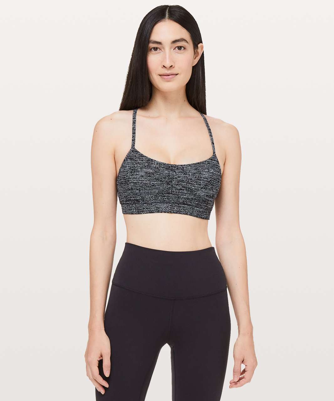 Lululemon Flow Y Bra *Nulu - Twillines Ice Grey Black - lulu fanatics