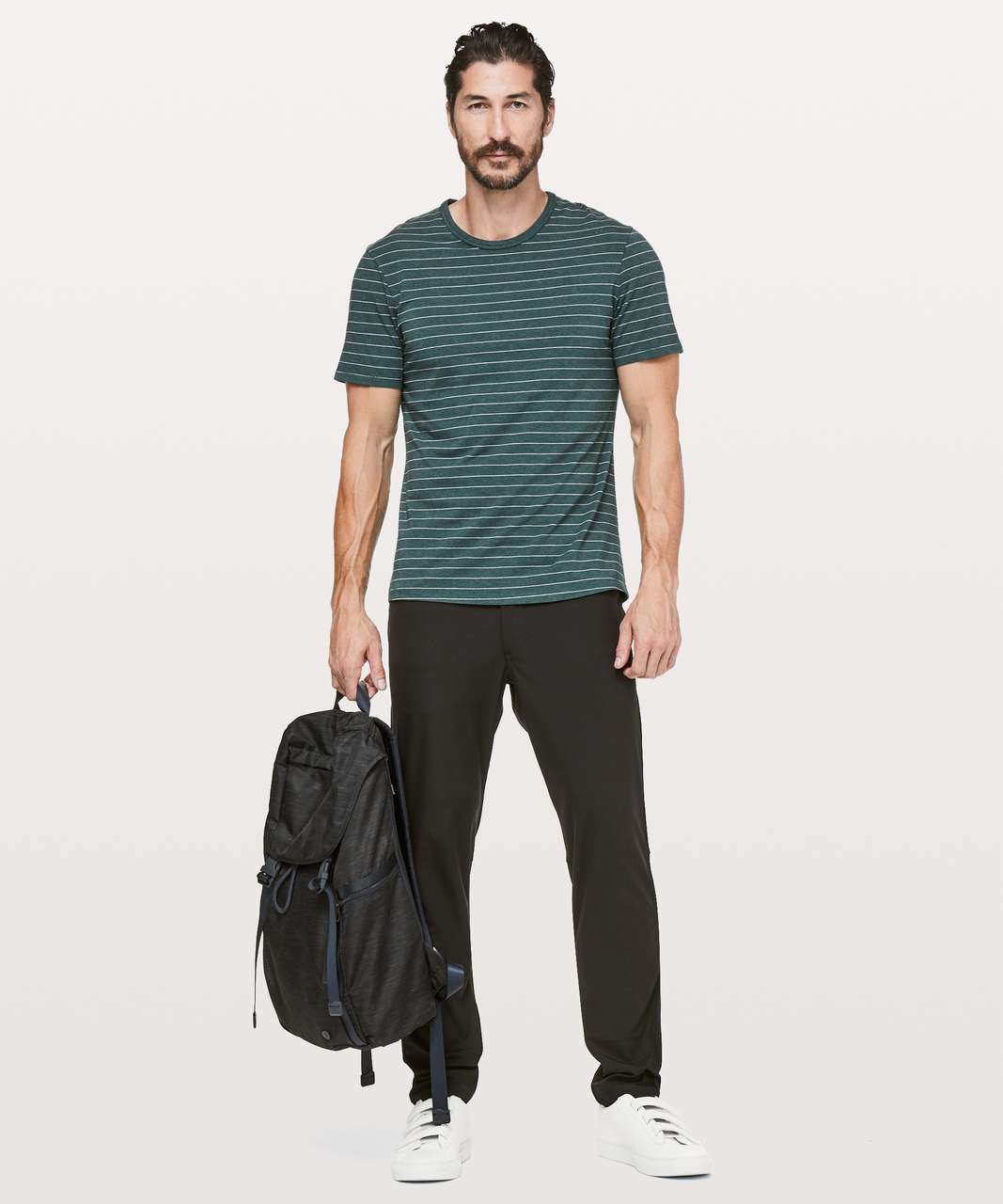 Lululemon 5 Year Basic Tee *Updated Fit - Short Serve Stripe Heathered Royal Emerald Moon Shine