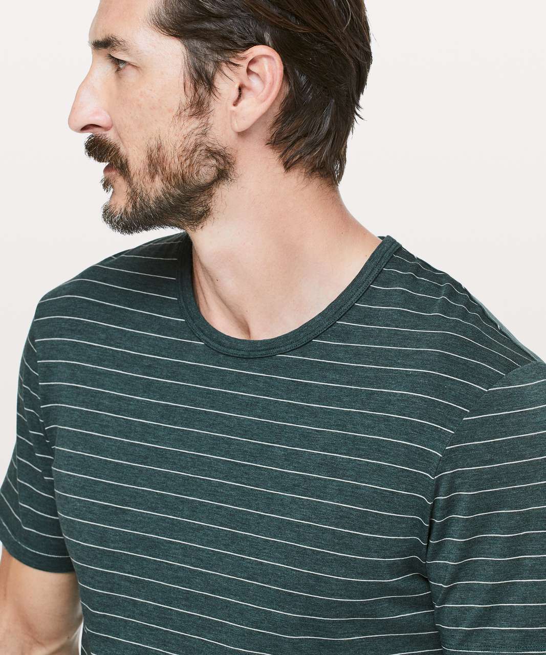 Lululemon 5 Year Basic Tee *Updated Fit - Short Serve Stripe Heathered Royal Emerald Moon Shine