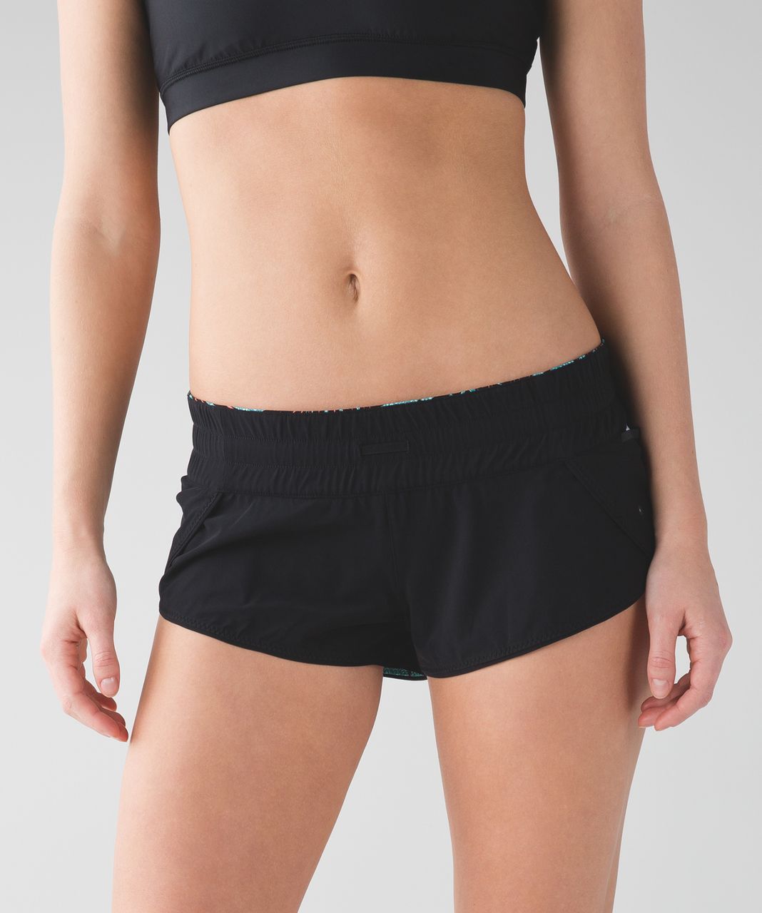 Lululemon Surf Short II - Palm Lace Tofino Teal Grapefruit / Black