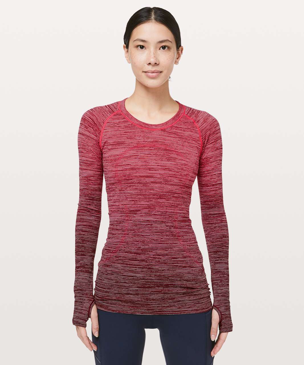 Lululemon Swiftly Tech Long Sleeve Crew - Red Alert / White / Dark Sport Red  / Black - lulu fanatics