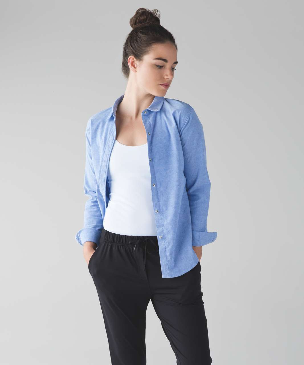 Lululemon Getaway Shirt - Harbor Blue / White