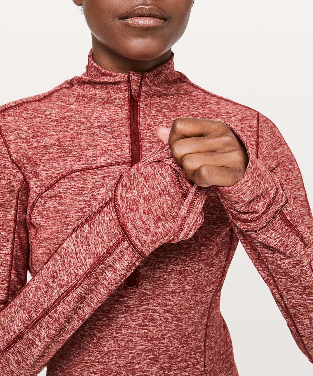 Lululemon Run Briskly 1/2 Zip - Heathered Dark Sport Red