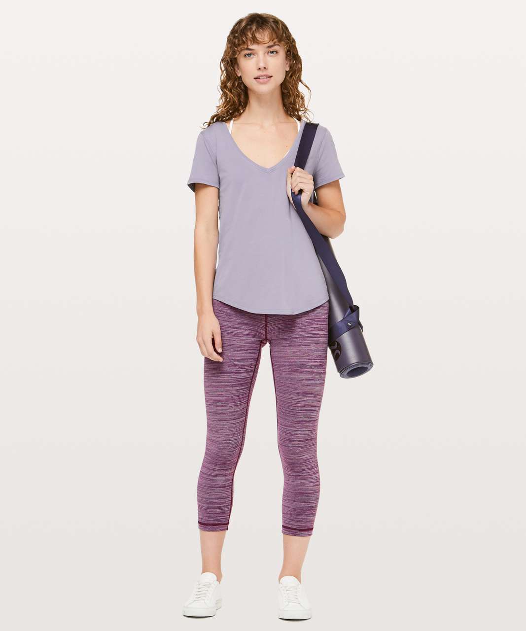 Lululemon Wunder Under Crop II - Textured Stripe Slate Deep Coal