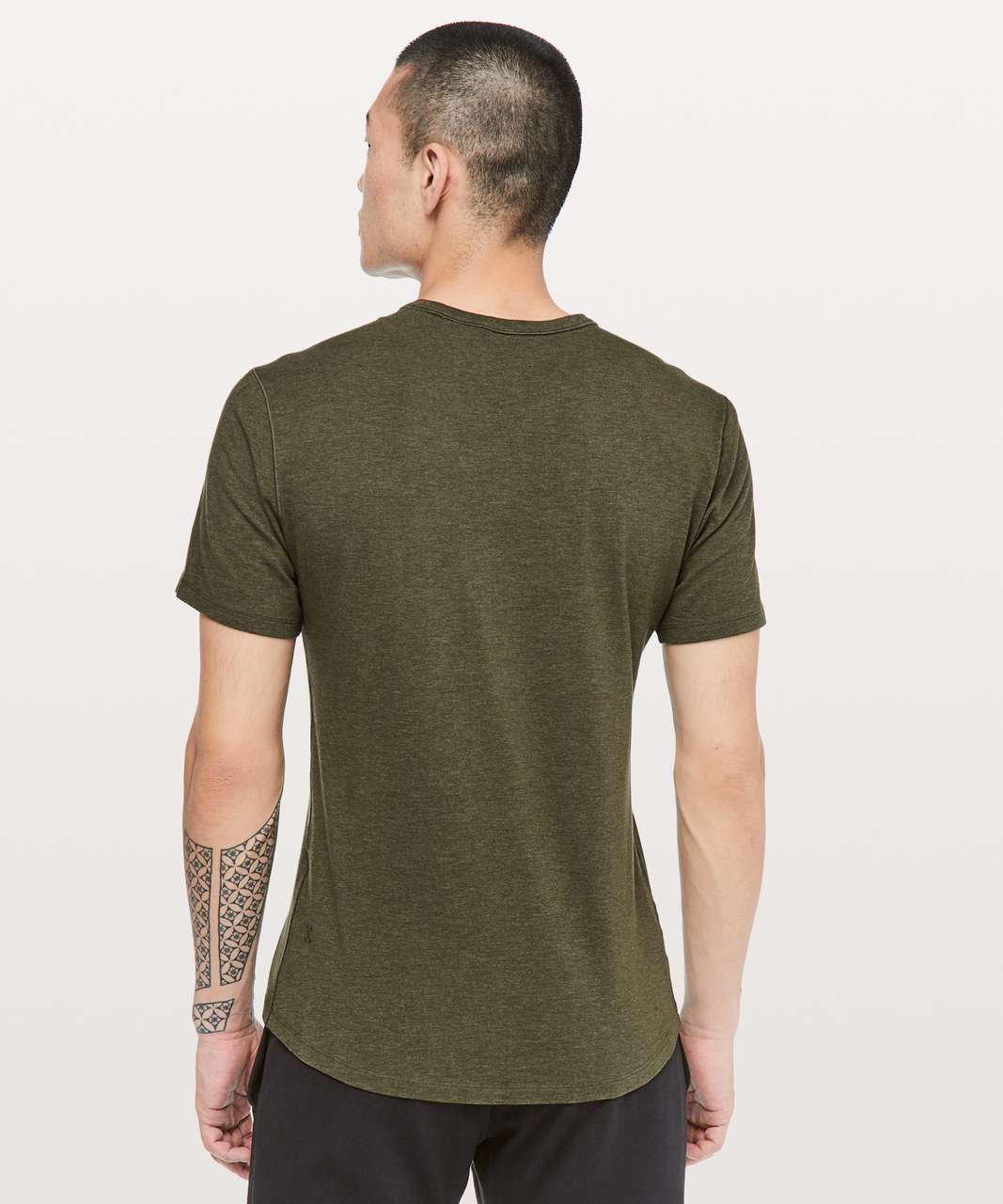 Everyday Melange Burnout V-Neck T-Shirt in Light Olive