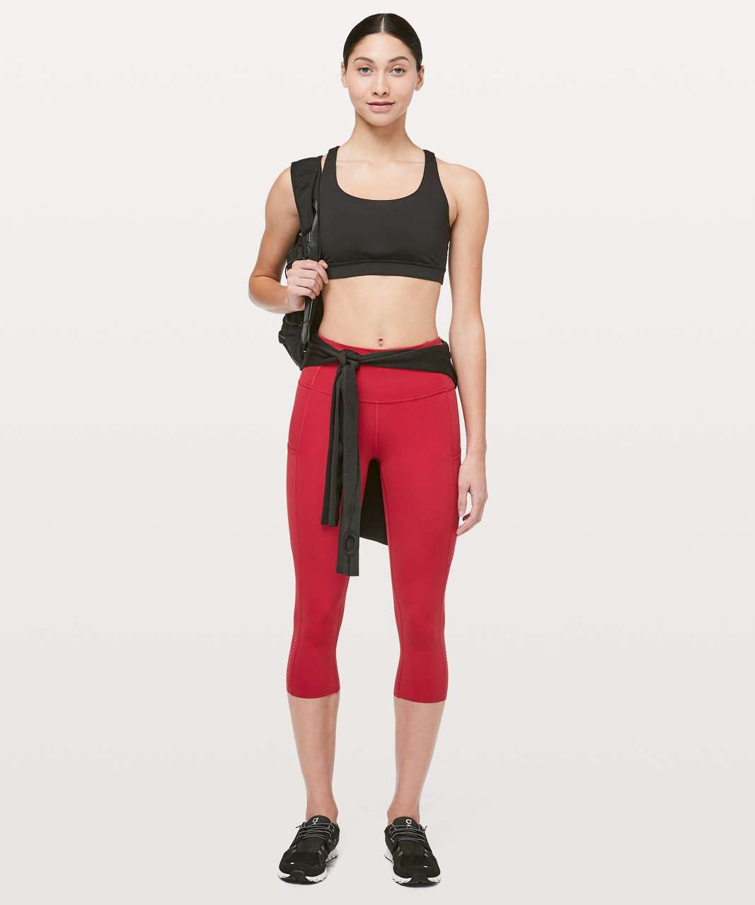 Lululemon Fast & Free Crop II *Nulux 19 - Dark Red - lulu fanatics