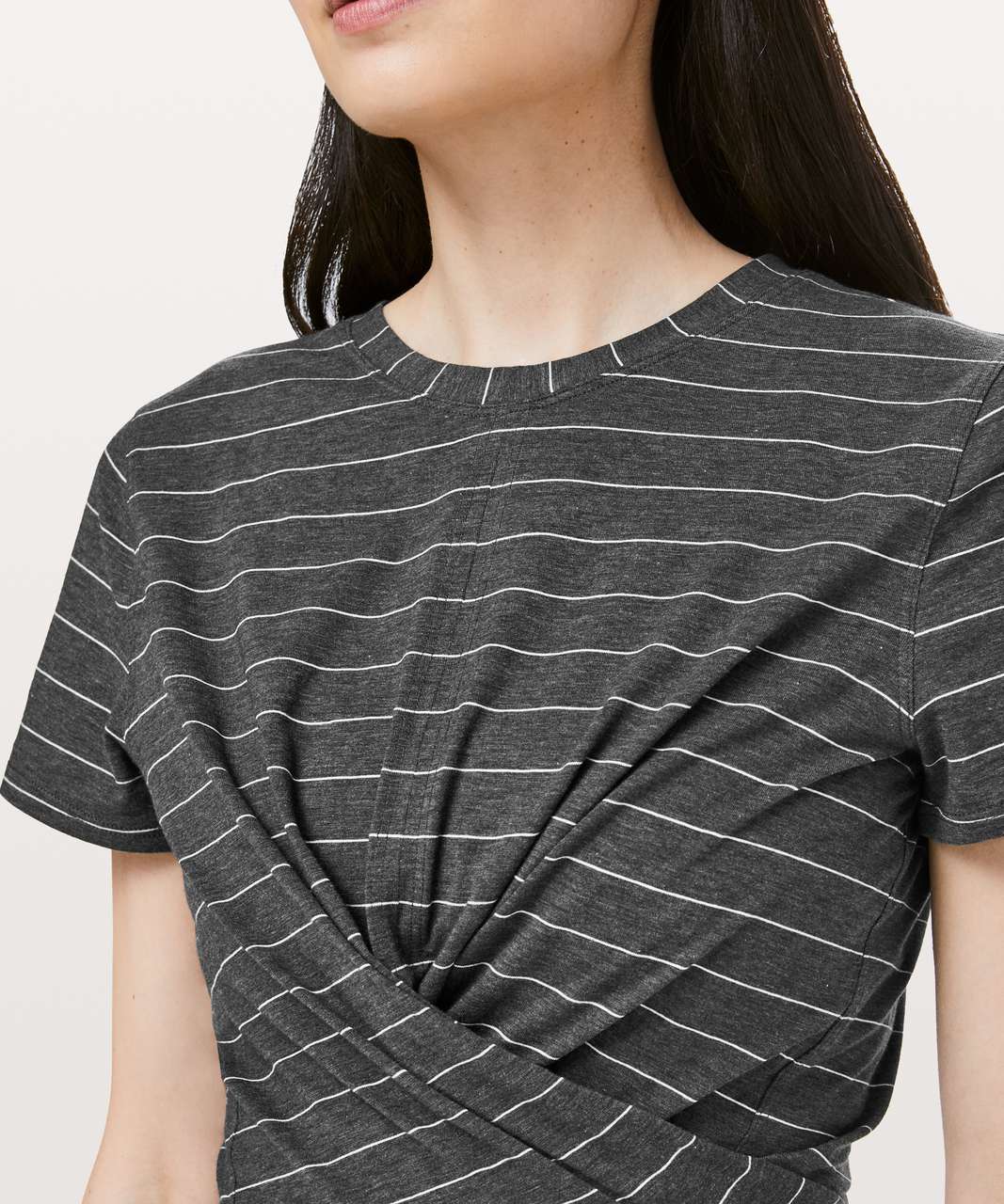 Lululemon Time To Restore Short Sleeve - Short Serve Stripe Heathered Black White