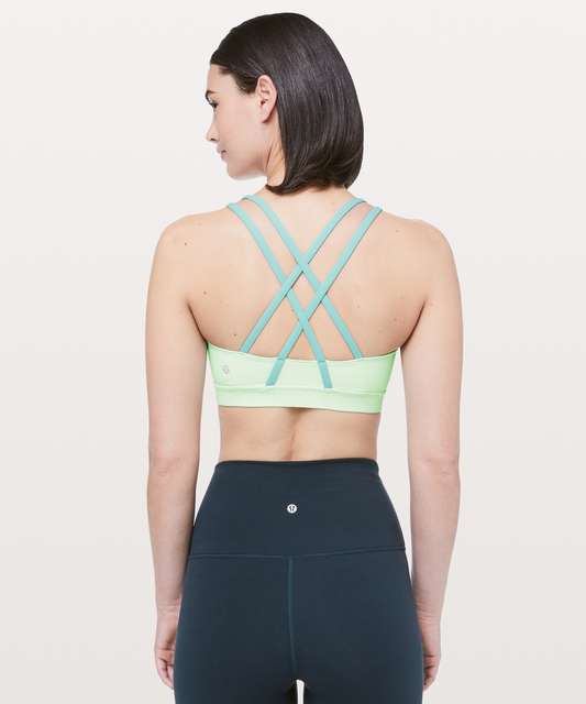 Lululemon Energy Strappy Sports Bra 10 Heathered Slate Gray/Coral