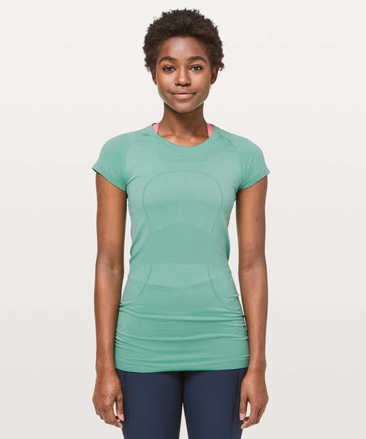 Lululemon Swiftly Tech Short Sleeve Crew - Black / Chilled Grape - lulu ...