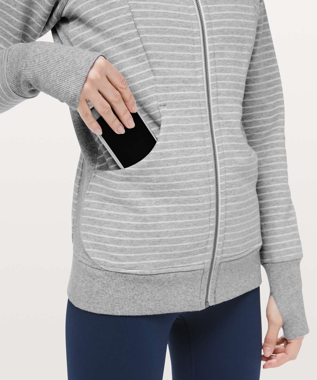 Lululemon Scuba Hoodie *Classic Cotton Fleece - Parallel Stripe Heathered  Core Light Grey Heathered White - lulu fanatics