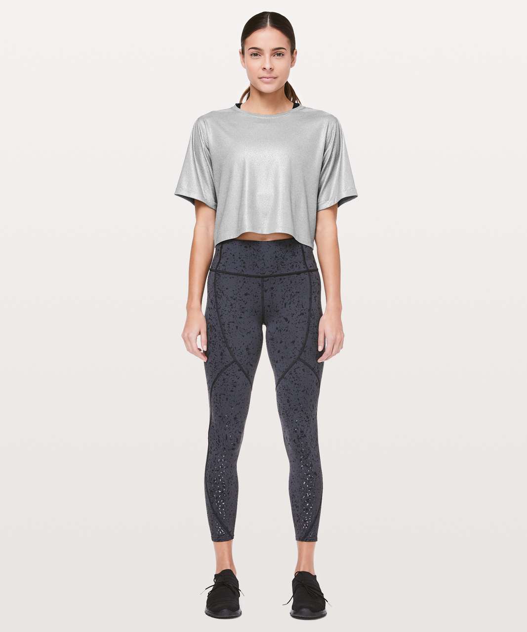 Lululemon To The Beat Tee *lululemon X SoulCycle - Luminosity Foil Print Heathered Metal Grey Silver Foil