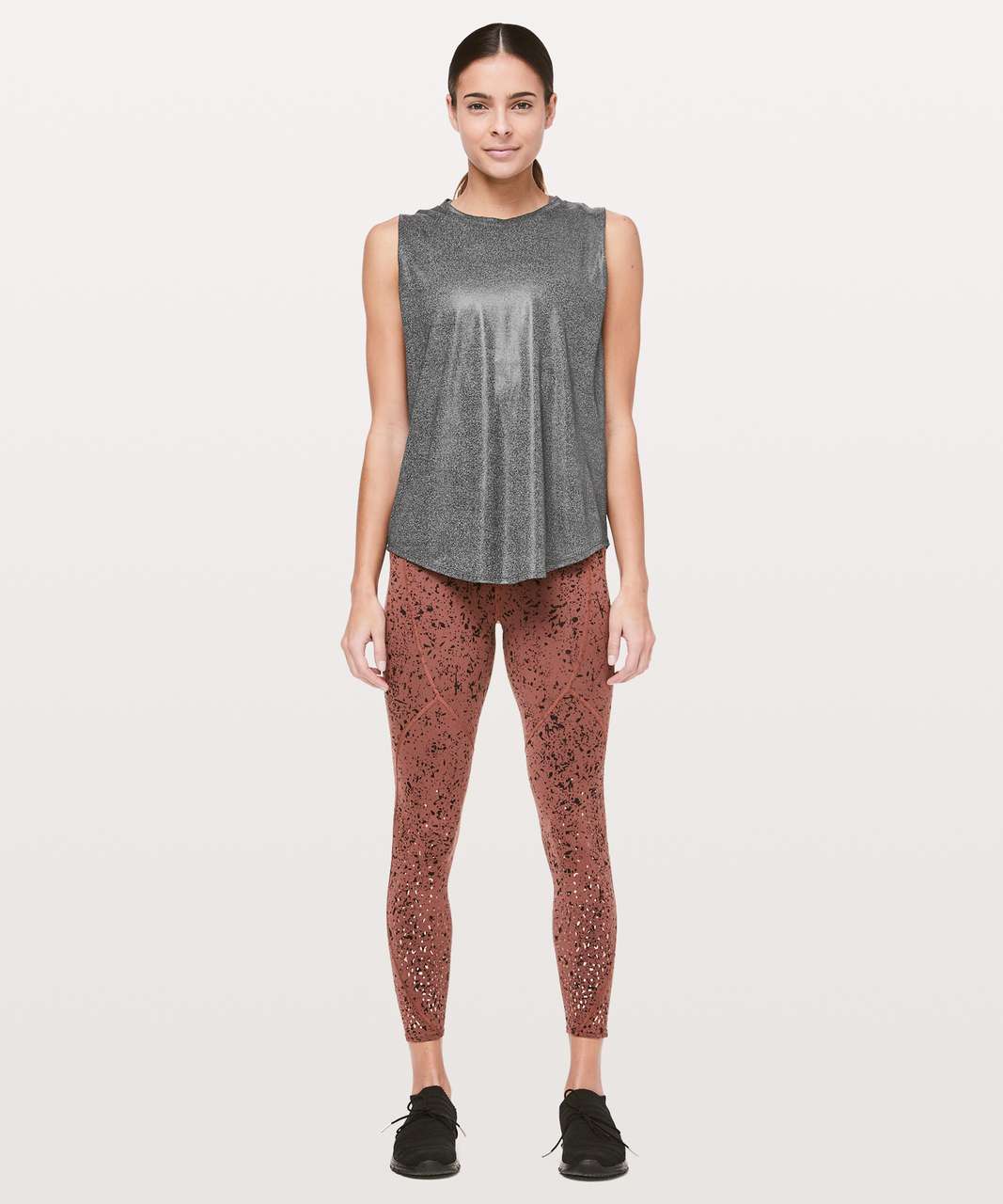 Lululemon Ride & Reflect Muscle Tank *lululemon X SoulCycle - Luminosity Foil Print Heathered Black Black