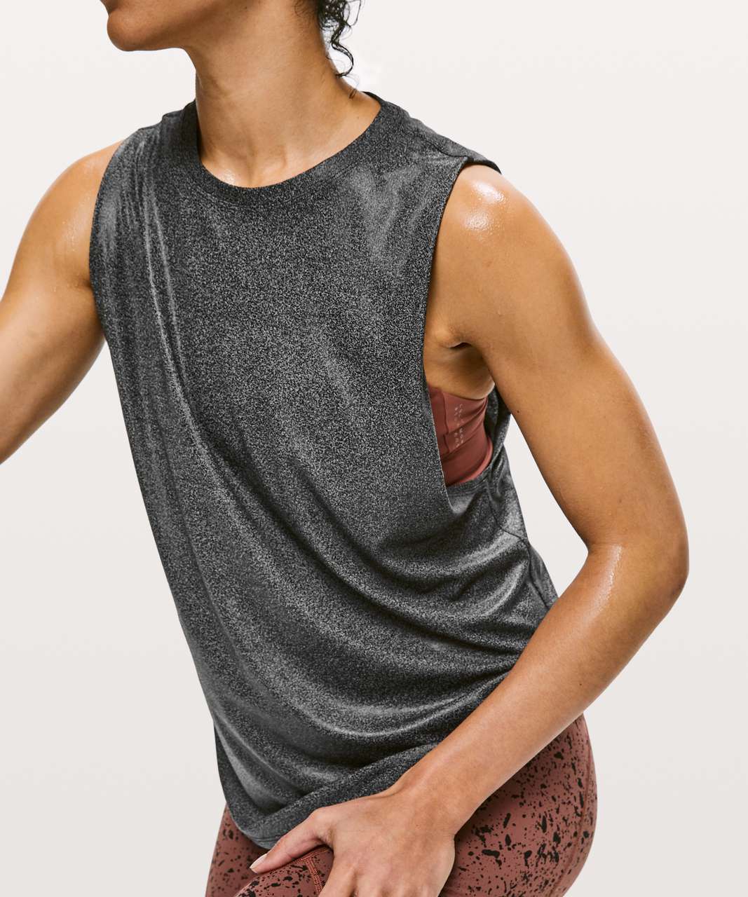 Lululemon Ride & Reflect Muscle Tank *lululemon X SoulCycle - Luminosity Foil Print Heathered Black Black