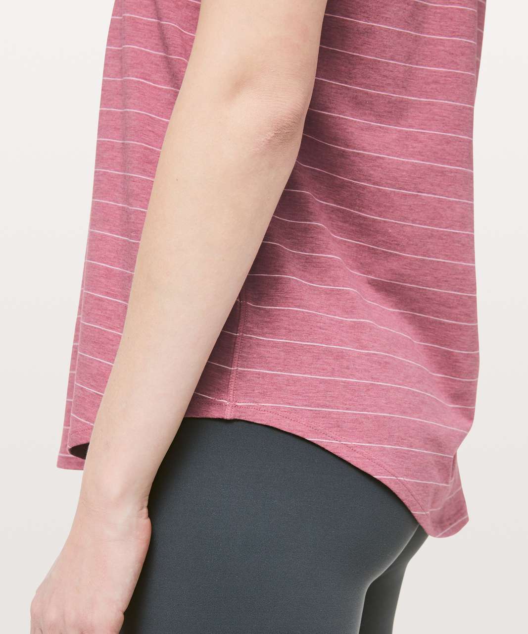 Lululemon Love Tee V - Short Serve Stripe Heathered So Merlot White