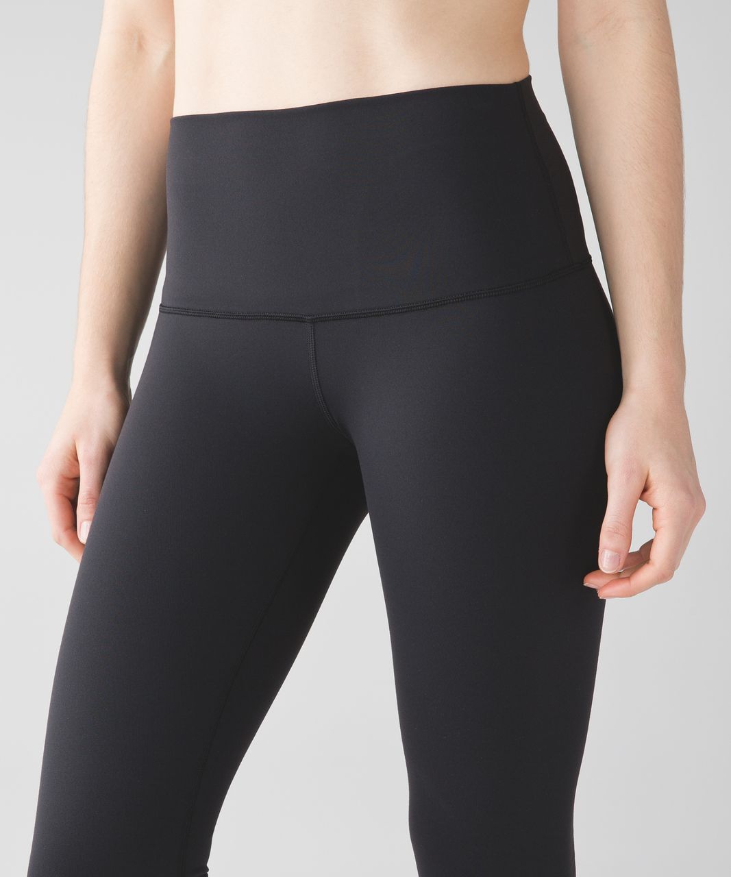 Lululemon Wunder Under Crop (Roll Down) - Heathered Black - lulu