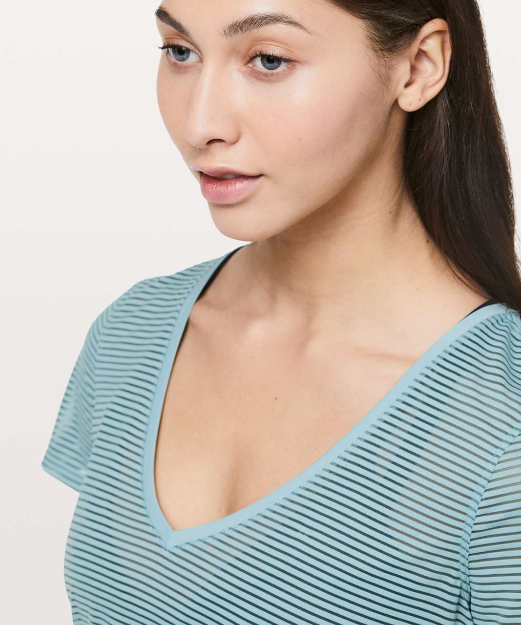 Lululemon All Love Tee *Striped Mesh - Cloud Blue