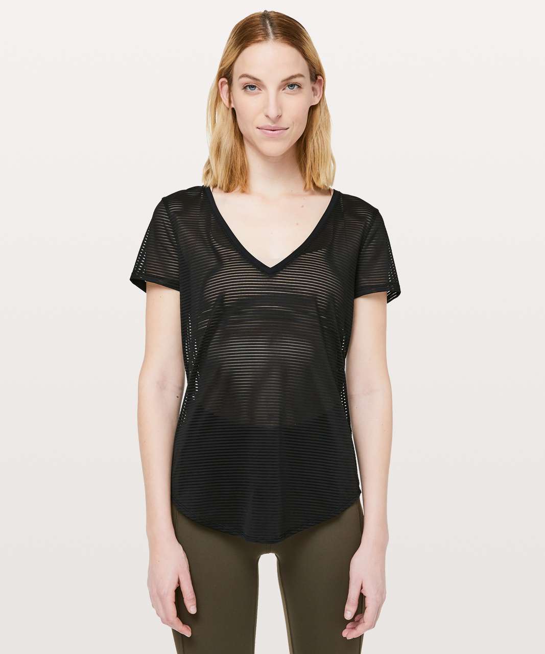 Lululemon All Love Tee *Striped Mesh - Black