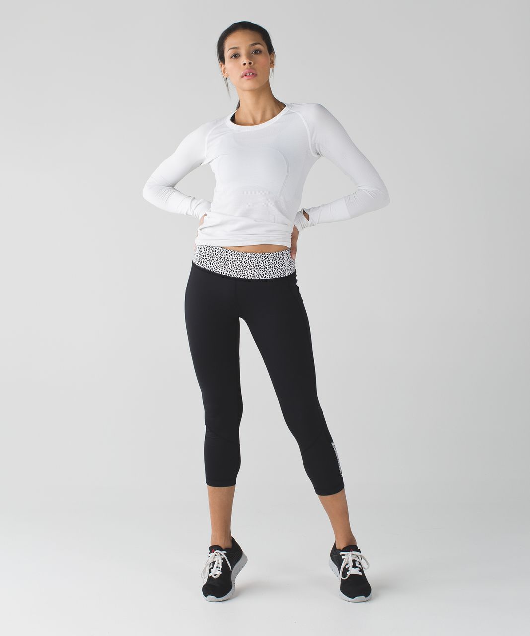 Lululemon Pace Rival Crop - Black / Miss Mosaic Black