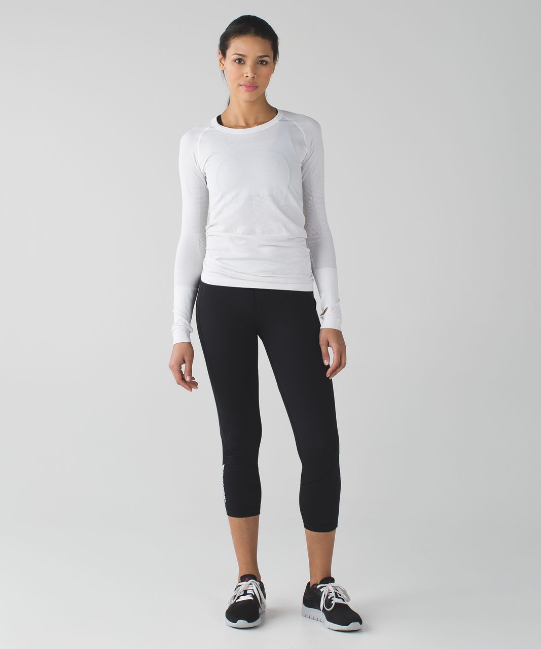 Lululemon Pace Rival Crop - Black / Miss Mosaic Black