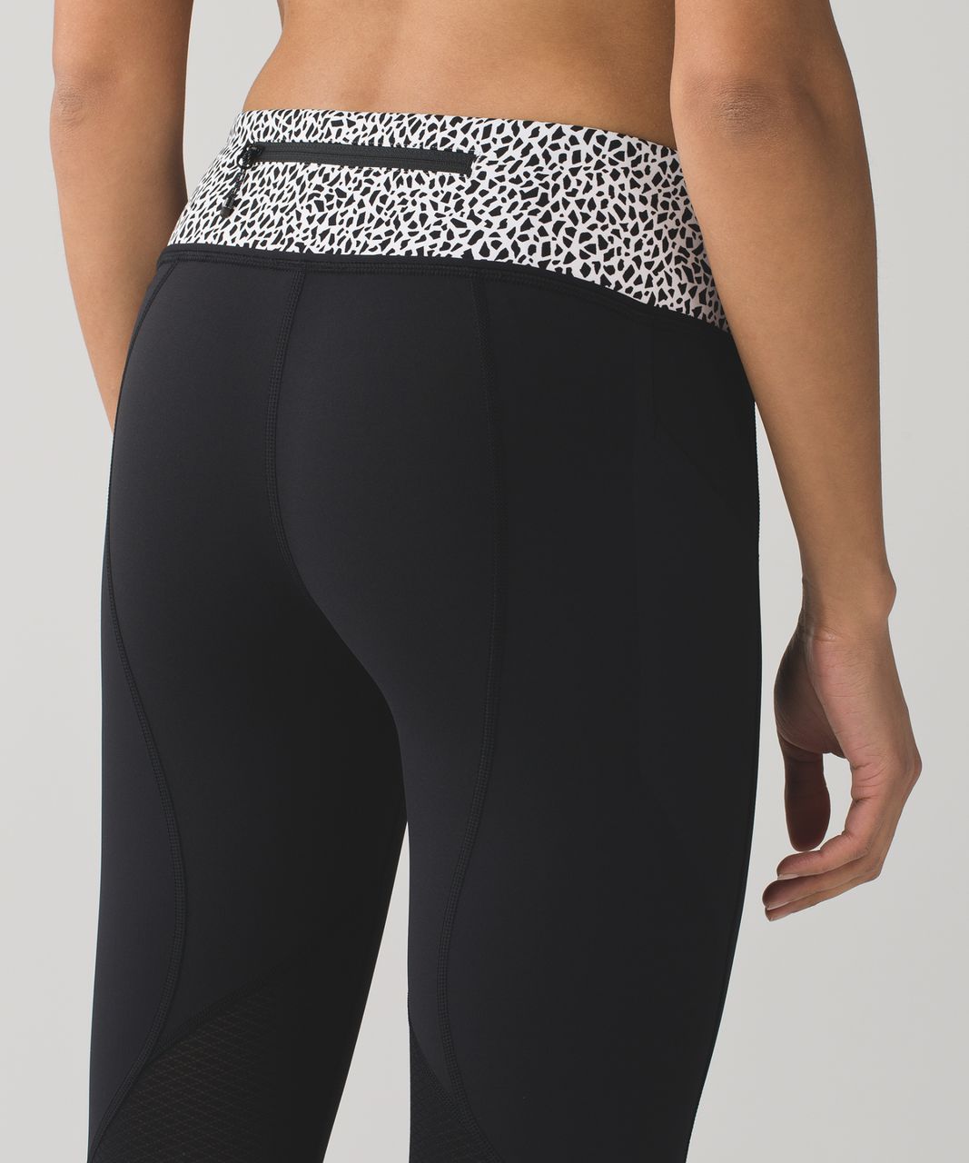 Lululemon Pace Rival Crop - Black / Miss Mosaic Black