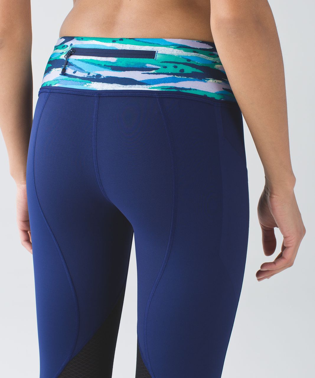 Lululemon Pace Rival Crop Womens Leggings 6 Peacock Blue Zip Pocket Mid Rise