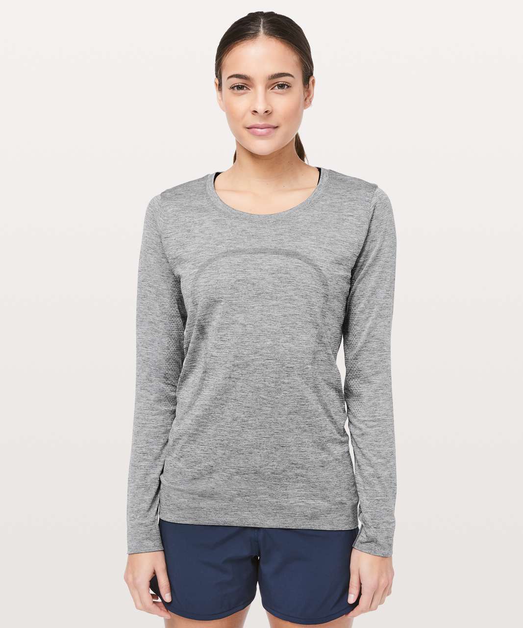 Lululemon Swiftly Tech Long Sleeve (Breeze) *Relaxed Fit - Slate / White