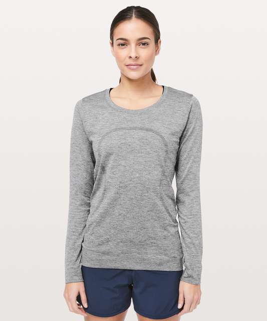 Lululemon Swiftly Tech Long Sleeve Crew - Heathered Black - lulu fanatics