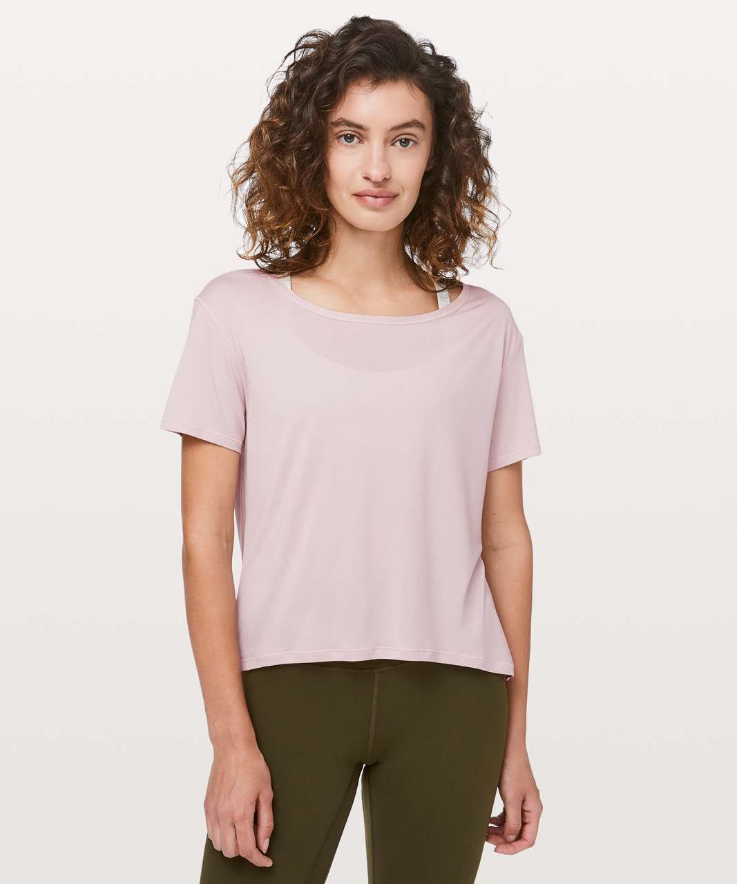 Lululemon Fall In Place Short Sleeve - Heathered Pink Bliss / White