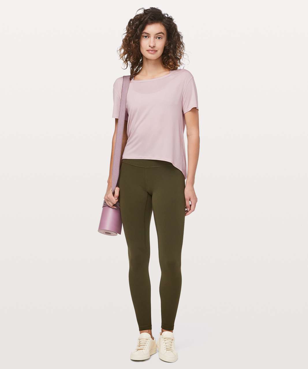 Lululemon Fall In Place Short Sleeve - Heathered Pink Bliss / White