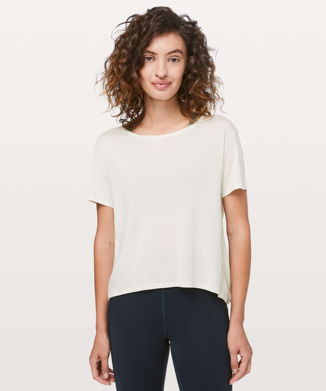 Lululemon Fall In Place Short Sleeve - Heathered Ocean Mist / White