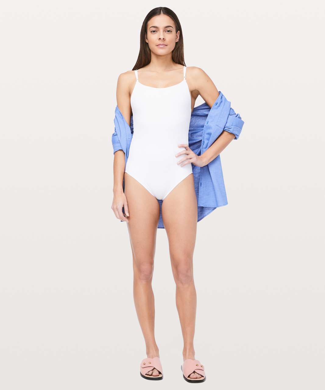 Lululemon Waterside U-Back Ribbed Medium One-Piece - White - lulu fanatics