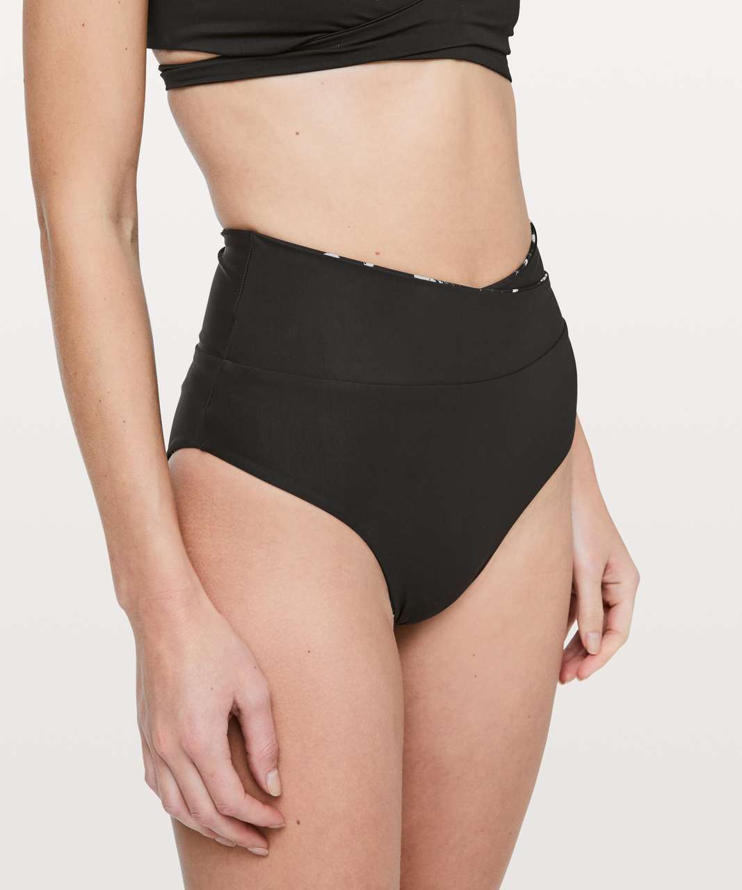 Lululemon Tied To Tide Swim Bottom - Mini Flower Pop Silver Lilac Black / Black