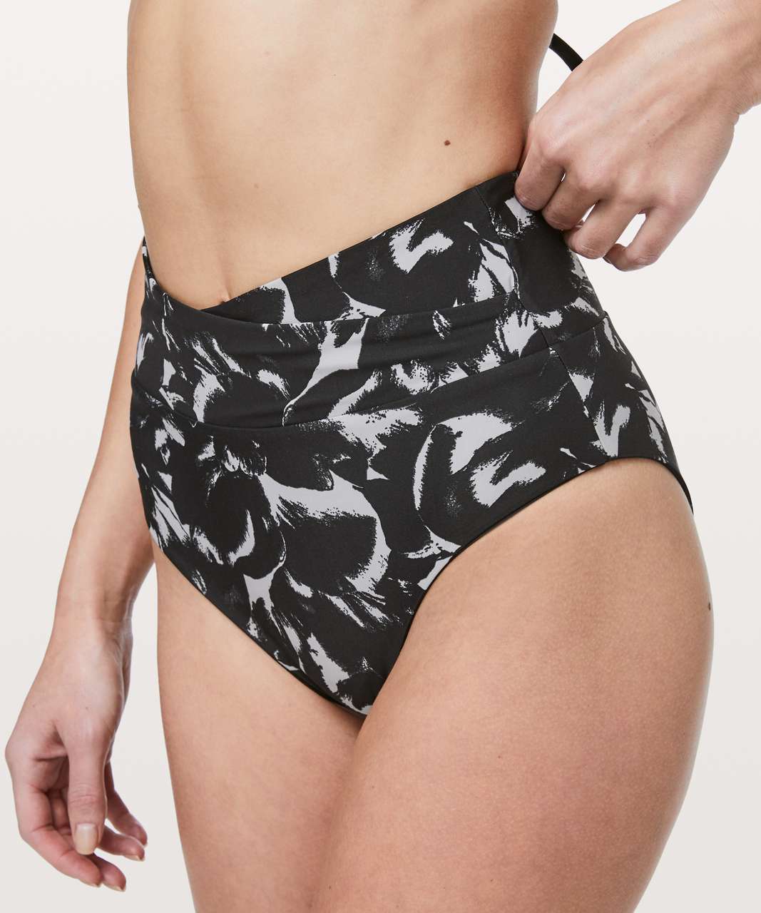 Lululemon Tied To Tide Swim Bottom - Mini Flower Pop Silver Lilac Black / Black