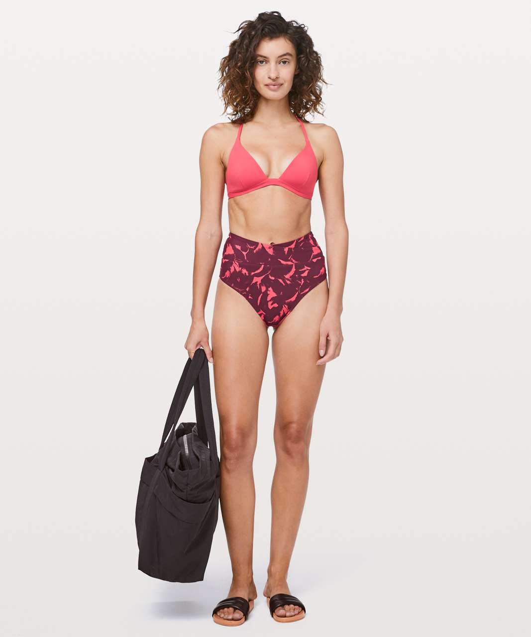 Lululemon Tied To Tide Swim Bottom - Mini Flower Pop Poppy Coral Deep Ruby / Poppy Coral