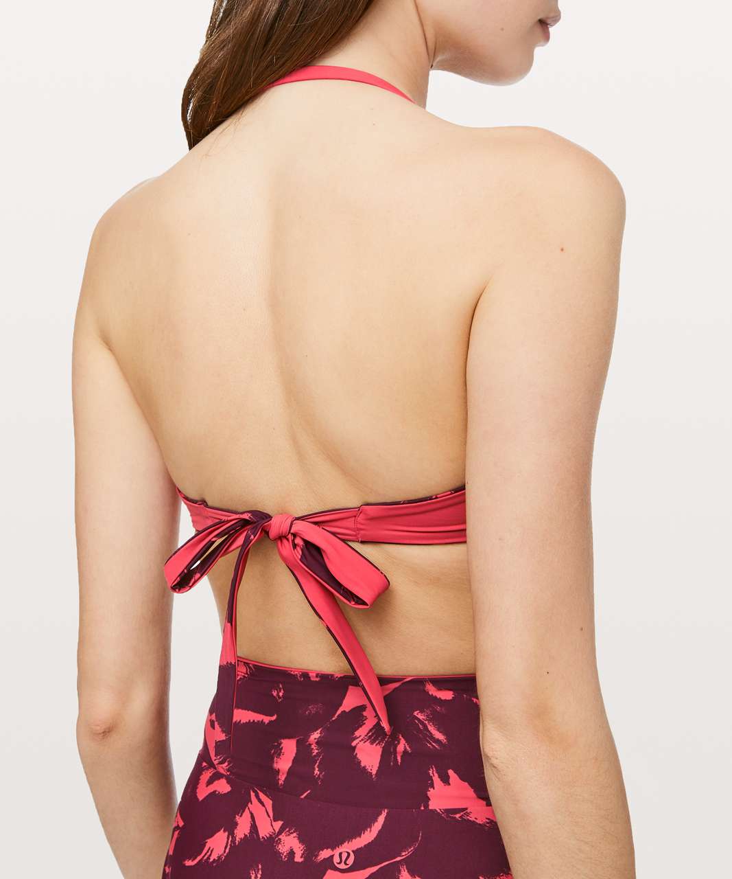 Lululemon Coastal Call Bikini Top *Reversible - Mini Flower Pop Poppy Coral Deep Ruby / Poppy Coral