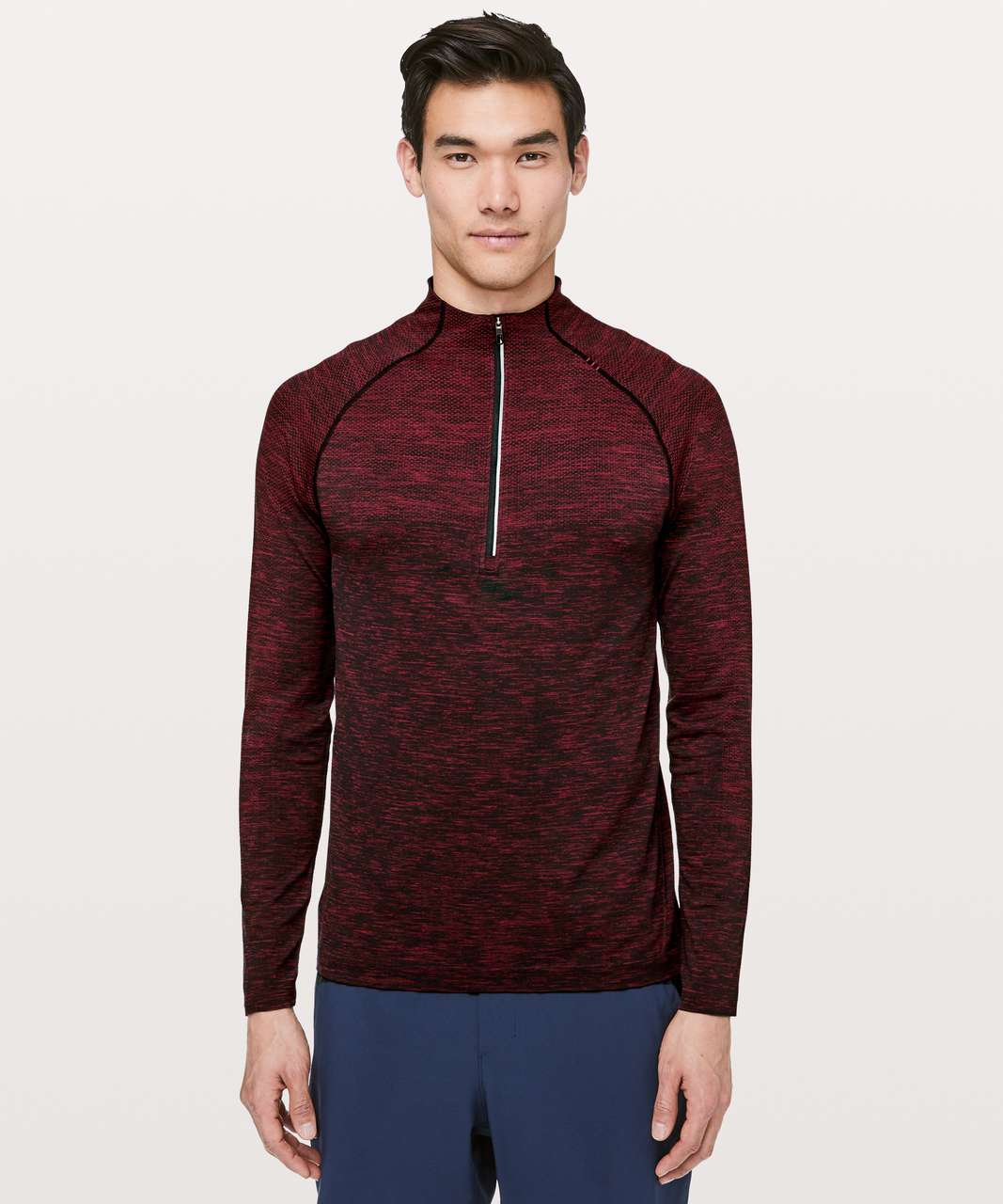 Lululemon Metal Vent Tech 1/2 Zip II - Spicy Red / True Navy