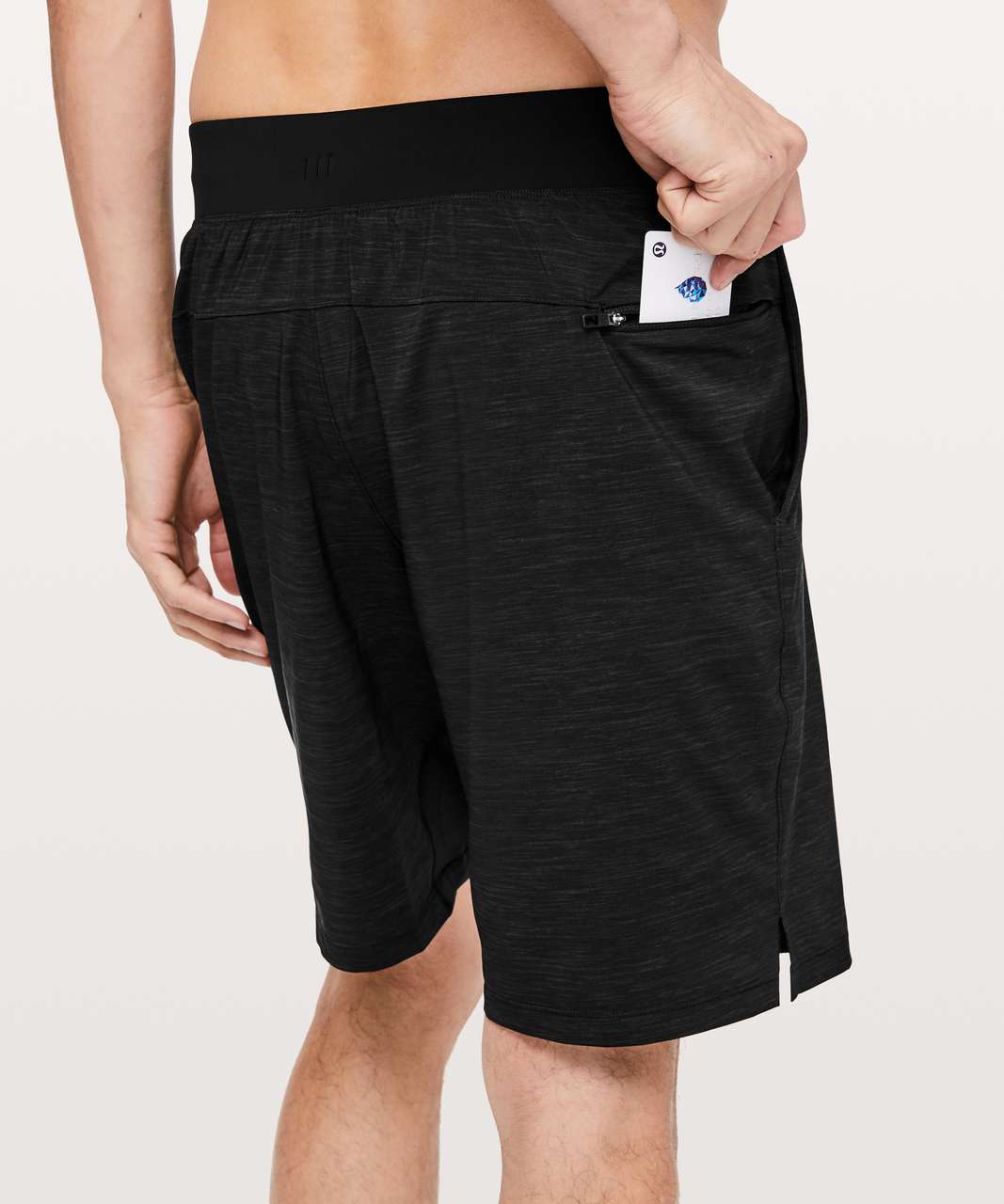 Lululemon Surge Lined Shorts 6 In Heather Allover Deep Coal Black