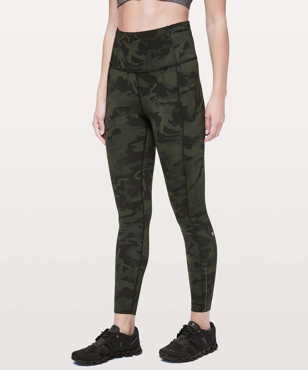 Lululemon Size 2 Fast Free HR Tight 25” Camo Green HCMO Nulux Pant Run 