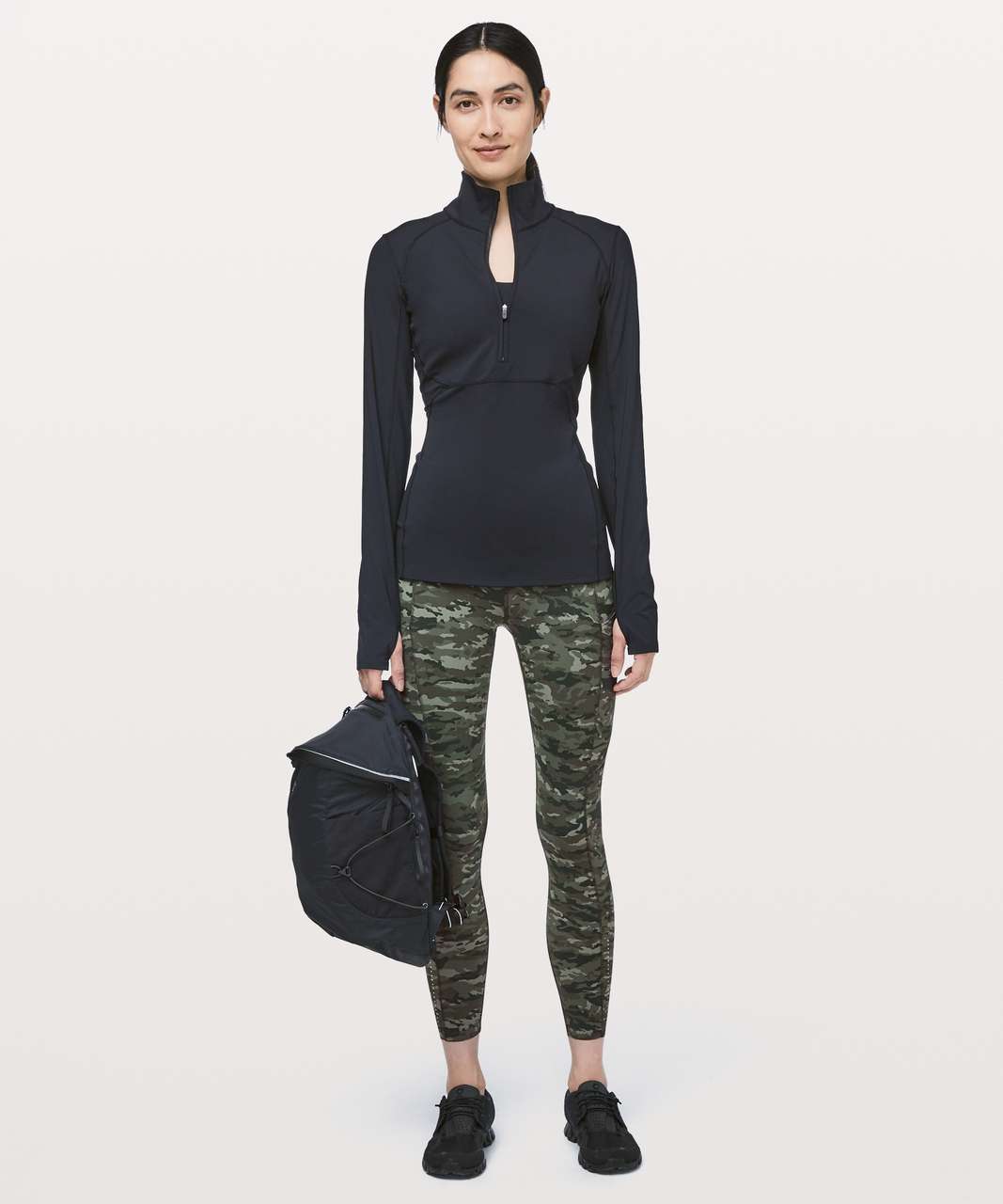 Lululemon Fast & Free 7/8 Tight II *Nulux 25" - Evergreen Camo Green Multi