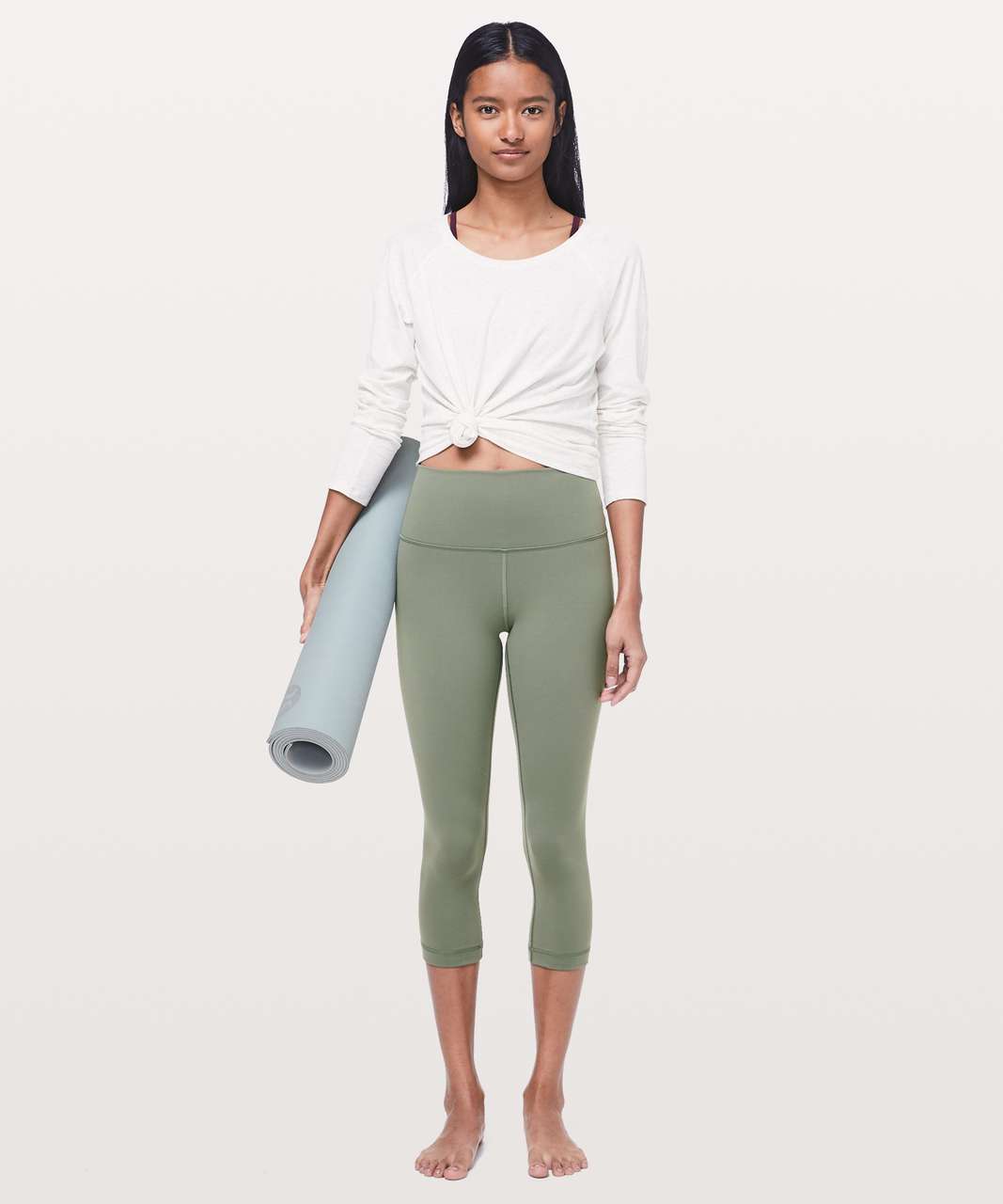 Grey Sage Lululemon Wunder Under Crop