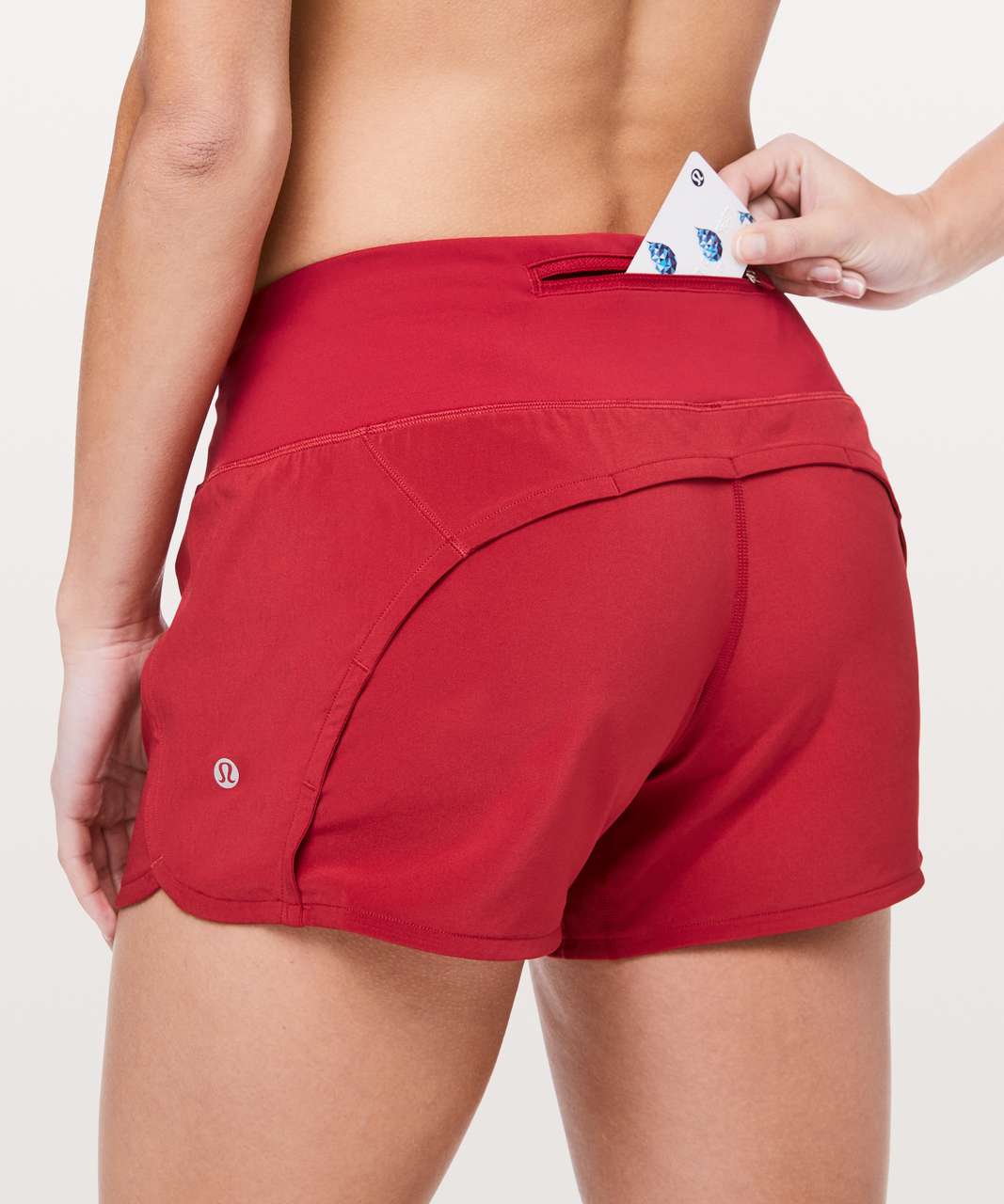 Lululemon Womens Run Times Shorts Running Lined Bumble Berry Red Geometric  4