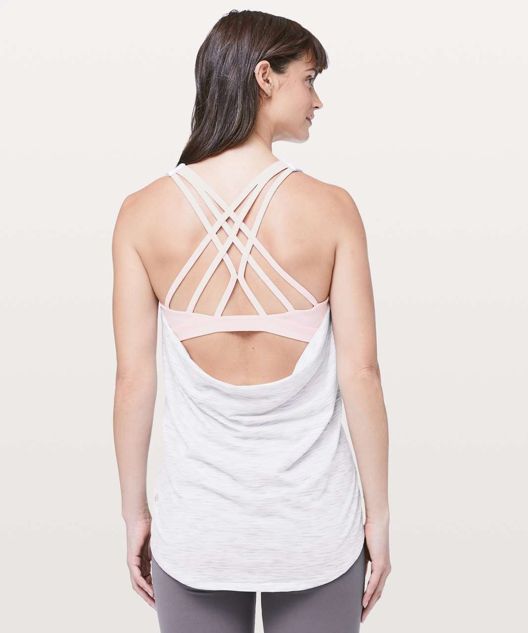 Lululemon Slay The Studio 2-In-1 Tank *Medium Support B/C Cup - Tiger Space Dye Hail White / Pink Glow