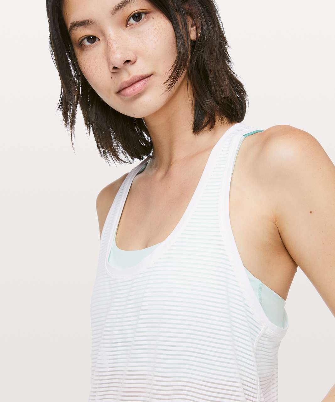 Lululemon All Love Tank *Striped Mesh - White