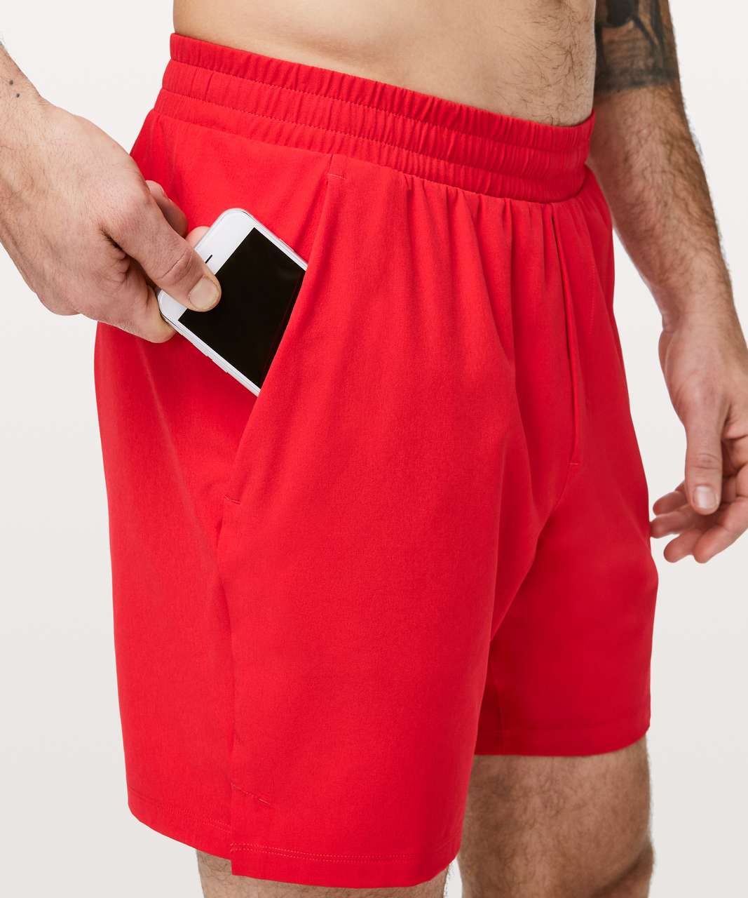 Louis Red Mosaic Shorts - Mid Thigh Length Men Swim Shorts